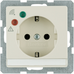 41086082 SCHUKO socket outlet with overvoltage protection with labelling field,  Screw terminals,  white glossy