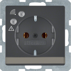41086086 SCHUKO socket outlet with overvoltage protection with labelling field,  Screw terminals,  Berker Q.1/Q.3/Q.7/Q.9, anthracite velvety,  lacquered