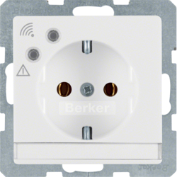 41086089 SCHUKO socket outlet with overvoltage protection with labelling field,  Screw terminals,  Berker Q.1/Q.3/Q.7/Q.9, polar white velvety