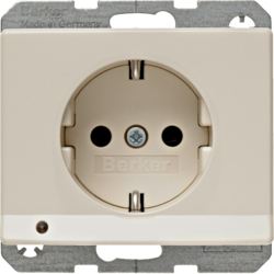 41090002 SCHUKO socket outlet with LED orientation light enhanced contact protection,  Screw-in lift terminals,  Berker Arsys,  white glossy