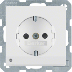 41096089 SCHUKO socket outlet with LED orientation light enhanced contact protection,  Screw-in lift terminals,  Berker Q.1/Q.3/Q.7/Q.9, polar white velvety