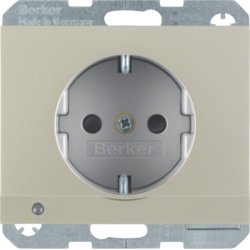 41097004 SCHUKO socket outlet with LED orientation light enhanced contact protection,  Screw-in lift terminals,  Berker K.5, stainless steel matt,  lacquered