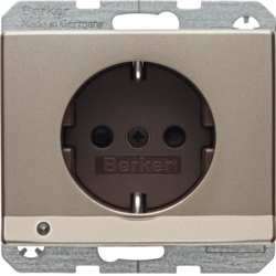 41099011 SCHUKO socket outlet with LED orientation light enhanced contact protection,  Screw-in lift terminals,  Berker Arsys,  light bronze,  lacquered
