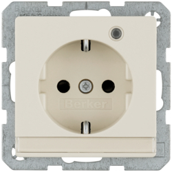 41106082 SCHUKO socket outlet with control LED with labelling field,  enhanced contact protection,  Screw-in lift terminals