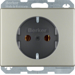 41140004 SCHUKO socket outlet with screw-in lift terminals,  Berker Arsys,  stainless steel,  metal matt finish