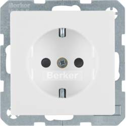 41236089 SCHUKO socket outlet with enhanced touch protection,  Screw-in lift terminals,  Berker Q.1/Q.3/Q.7/Q.9, polar white velvety