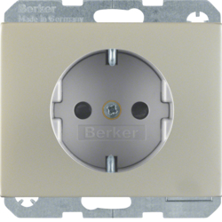 41357004 SCHUKO socket outlet with enhanced touch protection,  Screw-in lift terminals,  Berker K.5, stainless steel,  metal matt finish