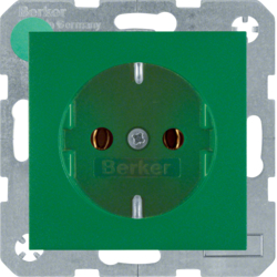 41431913 SCHUKO socket outlet with screw-in lift terminals,  Berker S.1/B.3/B.7, green matt