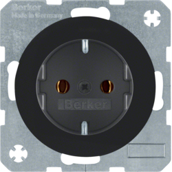 41432045 SCHUKO socket outlet with screw-in lift terminals,  Berker R.1/R.3/R.8, black glossy