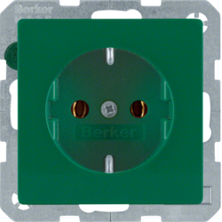 41436013 SCHUKO socket outlet with screw-in lift terminals,  Berker Q.1/Q.3/Q.7/Q.9, green velvety