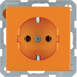 41436014 SCHUKO socket outlet with screw-in lift terminals,  Berker Q.1/Q.3/Q.7/Q.9, orange velvety