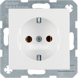 41438989 SCHUKO socket outlet with screw-in lift terminals,  Berker S.1/B.3/B.7, polar white glossy