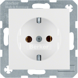 41438989 SCHUKO socket outlet with screw-in lift terminals,  Berker S.1/B.3/B.7, polar white glossy