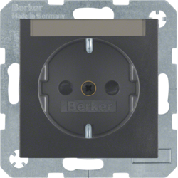 41491606 SCHUKO socket outlet with labelling field,  enhanced contact protection,  Screw-in lift terminals,  Berker S.1/B.3/B.7, anthracite,  matt