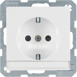 41496089 SCHUKO socket outlet with labelling field,  enhanced contact protection,  Screw-in lift terminals,  Berker Q.1/Q.3/Q.7/Q.9, polar white velvety