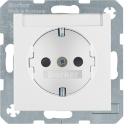 41498989 SCHUKO socket outlet with labelling field,  enhanced contact protection,  Screw-in lift terminals,  Berker S.1/B.3/B.7, polar white glossy