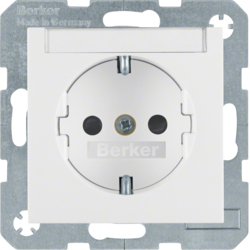 41498989 SCHUKO socket outlet with labelling field,  enhanced contact protection,  Screw-in lift terminals,  Berker S.1/B.3/B.7, polar white glossy