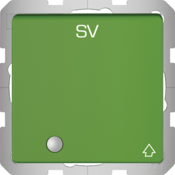 41516013 Steckdose SCHUKO mit Klappdeckel,  Kontroll-LED und Aufdruck "SV" mit Klappdeckel,  erhöhtem Berührungsschutz,  mit Schraub-Liftklemmen,  Berker Q.1/Q.3/Q.7/Q.9, grün samt