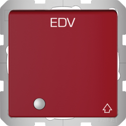 41516015 SCHUKO socket outlet with hinged cover,  control LED and imprint "EDV" with hinged cover,  enhanced contact protection,  with screw-in lift terminals,  Berker Q.1/Q.3/Q.7/Q.9, red velvety