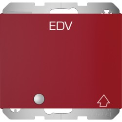 41517115 SCHUKO socket outlet with hinged cover,  control LED and imprint "EDV" with hinged cover,  enhanced contact protection,  with screw-in lift terminals,  Berker K.1, red glossy