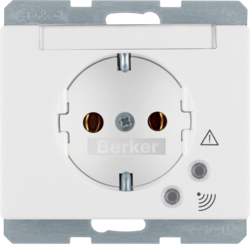 41520069 SCHUKO socket outlet with overvoltage protection with labelling field,  Screw terminals,  Berker Arsys,  polar white glossy