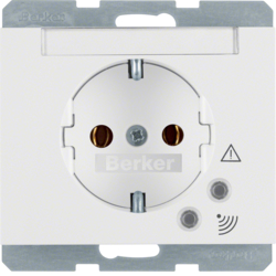 41527109 SCHUKO socket outlet with overvoltage protection with labelling field,  Screw terminals,  Berker K.1, polar white glossy