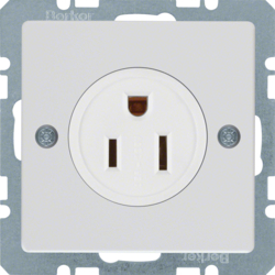 41666089 Socket outlet with earthing contact USA/CANADA NEMA 5-15 R with screw terminals,  Berker Q.1/Q.3/Q.7/Q.9, polar white velvety