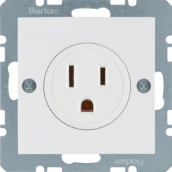 41668989 Socket outlet with earthing contact USA/CANADA NEMA 5-15 R with screw terminals,  Berker S.1/B.3/B.7, polar white glossy