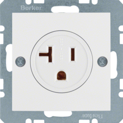 41681909 Socket outlet with earthing contact USA/CANADA NEMA 5-20 R with screw terminals,  Berker S.1/B.3/B.7, polar white matt,  lacquered