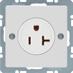 41686089 Socket outlet with earthing contact USA/CANADA NEMA 5-20 R with screw terminals,  Berker Q.1/Q.3/Q.7/Q.9, polar white velvety