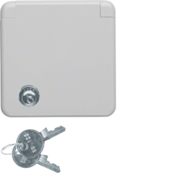 4212 SCHUKO socket outlet with cover plate and hinged cover Lock - differing lockings,  with screw terminals,  Splash-protected flush-mounted IP44, grey glossy