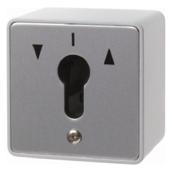 4447 Push-button for blinds 1pole surface-mounted for lock cylinder with neutral-position,  Die-Cast IP44