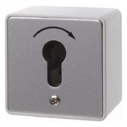 4448 Push-button with imprint surface-mounted for lock cylinder with screw terminals,  Die-Cast IP44