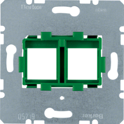 454104 Supporting plate with green mounting device 2gang for modular jacks Communication technology