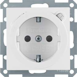 47081909 SCHUKO socket outlet with residual current circuit-breaker enhanced contact protection,  Berker S.1/B.3/B.7, polar white matt