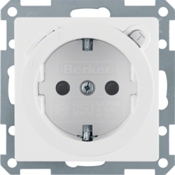 47086089 SCHUKO socket outlet with residual current circuit-breaker enhanced contact protection,  Berker Q.1/Q.3/Q.7/Q.9, polar white velvety