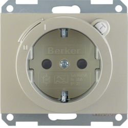 47087004 SCHUKO socket outlet with residual current circuit-breaker enhanced contact protection,  Berker K.5, stainless steel matt,  lacquered