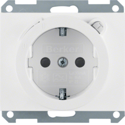 47087009 SCHUKO socket outlet with residual current circuit-breaker enhanced contact protection,  Berker K.1, polar white glossy