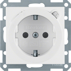 47088989 SCHUKO socket outlet with residual current circuit-breaker enhanced contact protection,  Berker S.1/B.3/B.7, polar white glossy