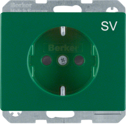 47150073 SCHUKO socket outlet with "SV" imprint Berker Arsys,  green glossy
