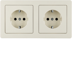 47206082 Combination SCHUKO socket outlet 2gang with frame Berker Q.1