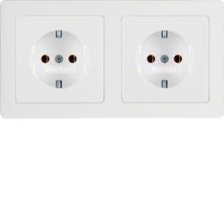 47206089 Combination SCHUKO socket outlet 2gang with frame Berker Q.1, polar white velvety