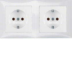 47208989 Combination SCHUKO socket outlet 2gang with frame Berker S.1/B.3/B.7, polar white glossy