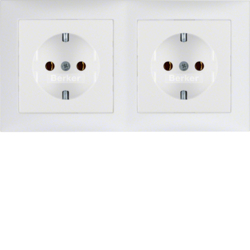 47209909 Combination SCHUKO socket outlet 2gang with frame Berker S.1/B.3/B.7, polar white matt