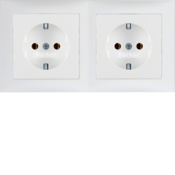 47209909 Combination SCHUKO socket outlet 2gang with frame Berker S.1/B.3/B.7, polar white matt