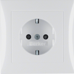 47228989 SCHUKO socket outlet with cover plate with enhanced touch protection,  Berker S.1/B.3/B.7, polar white glossy