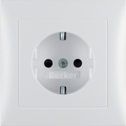 47229909 SCHUKO socket outlet with cover plate with enhanced touch protection,  Berker S.1/B.3/B.7, polar white matt