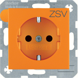 47231907 SCHUKO socket outlet with "ZSV" imprint enhanced contact protection,  Berker S.1/B.3/B.7, orange