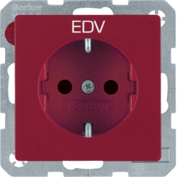 47236022 Steckdose SCHUKO mit Aufdruck "EDV" erhöhtem Berührungsschutz,  Berker Q.1/Q.3/Q.7/Q.9, rot samt