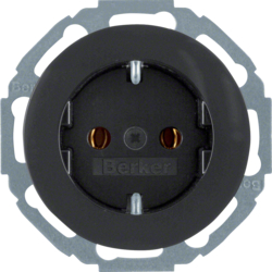 47272045 SCHUKO socket outlet 45° Berker R.1/R.3/R.8, black glossy